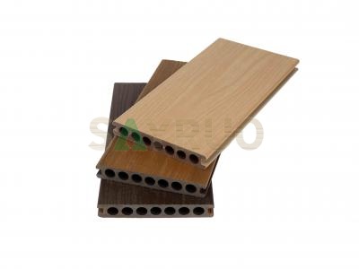 Weatherproof Wood Effect Co-extruded Hollow Wood Plastic Composite Decking for Exterior Use in Various Colors