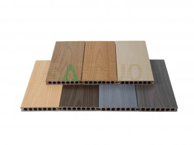 Co-extrusion embossed woodgrain composite decking