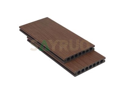 Co-extrusion embossed woodgrain composite decking