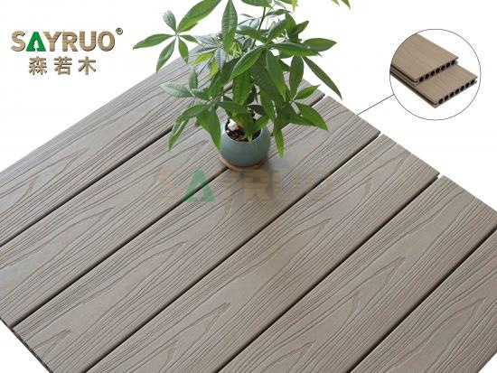 Co-extrusion embossed woodgrain composite decking