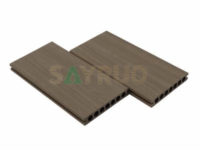 Co-extrusion embossed woodgrain composite decking