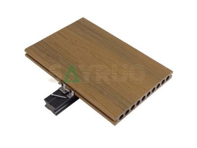 Elastic Rubber Co-extruded WPC Decking - Hollow Structure, Wood Grain Finish, Excellent Flex & Cushioned Feel