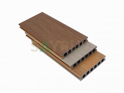 Co-extrusion embossed woodgrain composite decking