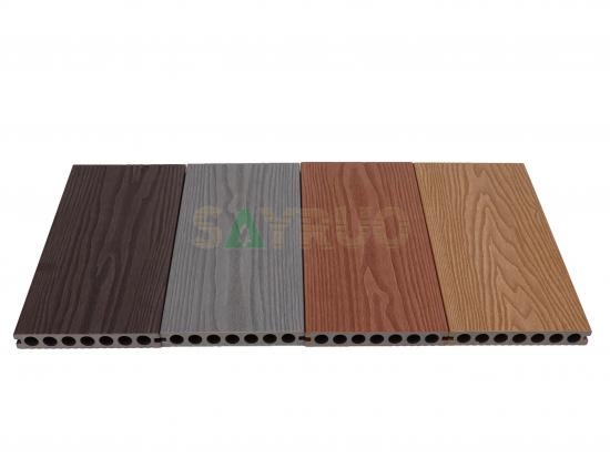 Co-extrusion embossed woodgrain composite decking