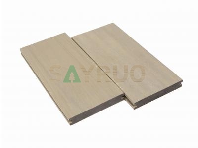 Co-extrusion embossed woodgrain composite decking