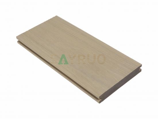 Co-extrusion embossed woodgrain composite decking