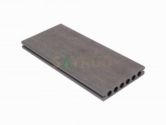 Co-extrusion embossed woodgrain composite decking