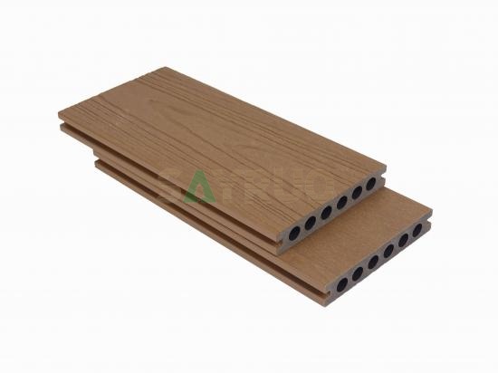 Co-extrusion embossed woodgrain composite decking